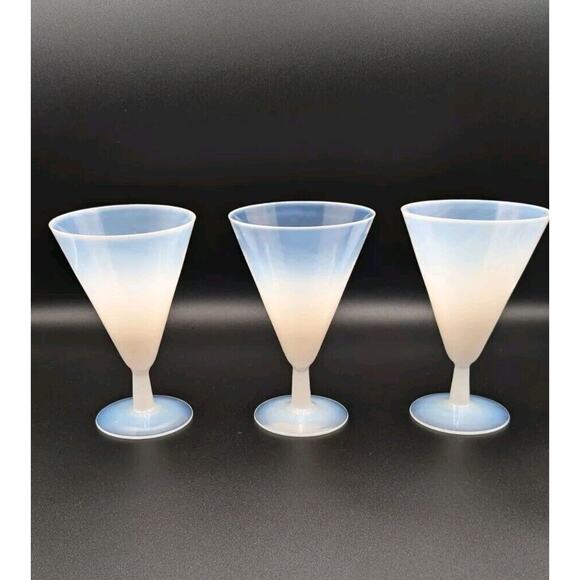 Rare Vintage Fry Foval Pearlware Wine Glasses. Set Of 3. EUC - Picture 1 of 6